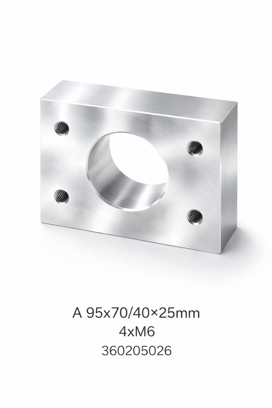 Aluminium Flansch  A 95x70/40x25mm  4xM6